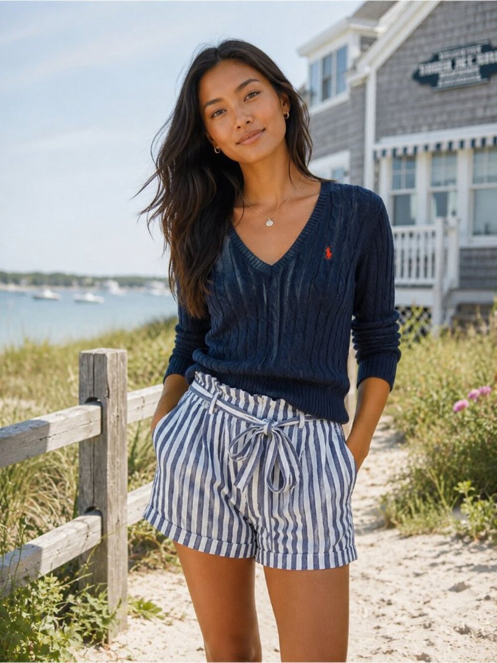 Cynthia Rowley 100% Linen Striped Shorts